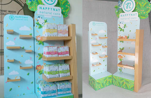 Unique Shape Designed Baby Diapers Cardboard Display Stands